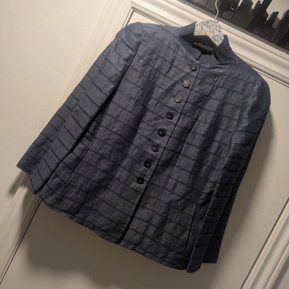Emporio Armani Jackets & Blazers - Emporio Armani Navy Striped Buttoned Blazer – Size 46